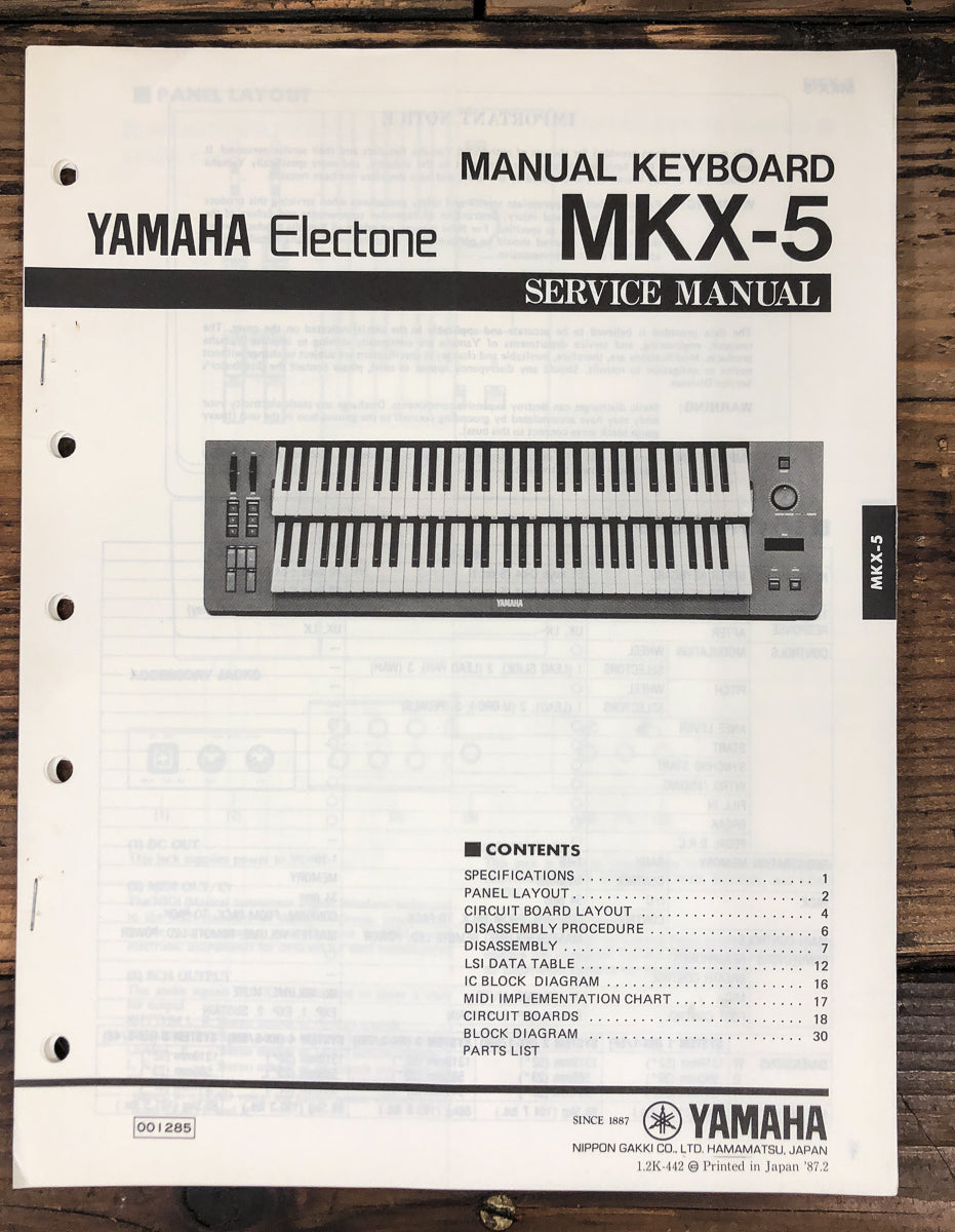 Yamaha MKX-5 Keyboard Service Manual *Original*