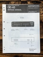 Kenwood GE-45 Equalizer  Service Manual *Original*