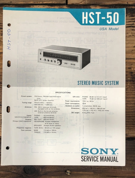 Sony HST-50 Stereo Service Manual *Original*