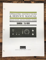 Sansui TU-666 Tuner  Service Manual *Original*
