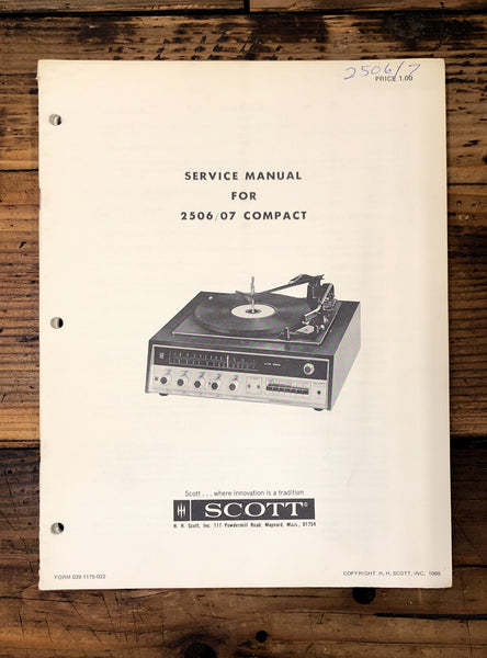 Scott Model 2506 2507 Compact Stereo  Service Manual *Original*