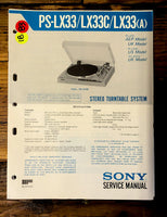 Sony PS-LX33 -LX33C -LX33A Record Player / Turntable  Service Manual *Original*