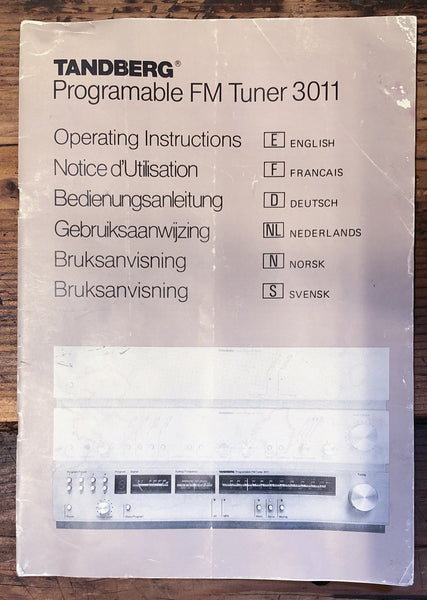 Tandberg Model 3011 Tuner  Owner / User Manual *Original*