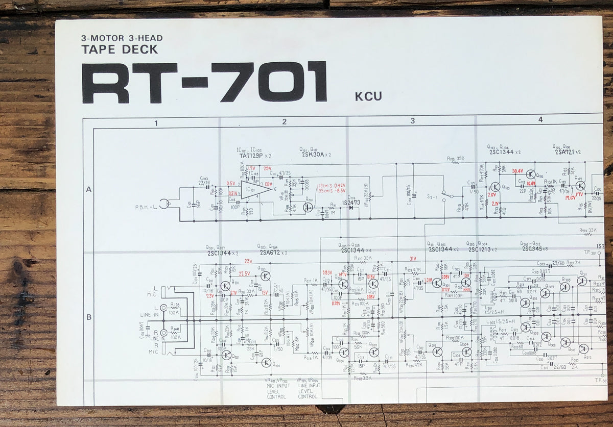 Pioneer RT-701 Reel to Reel Fold Out Schematic *Original*