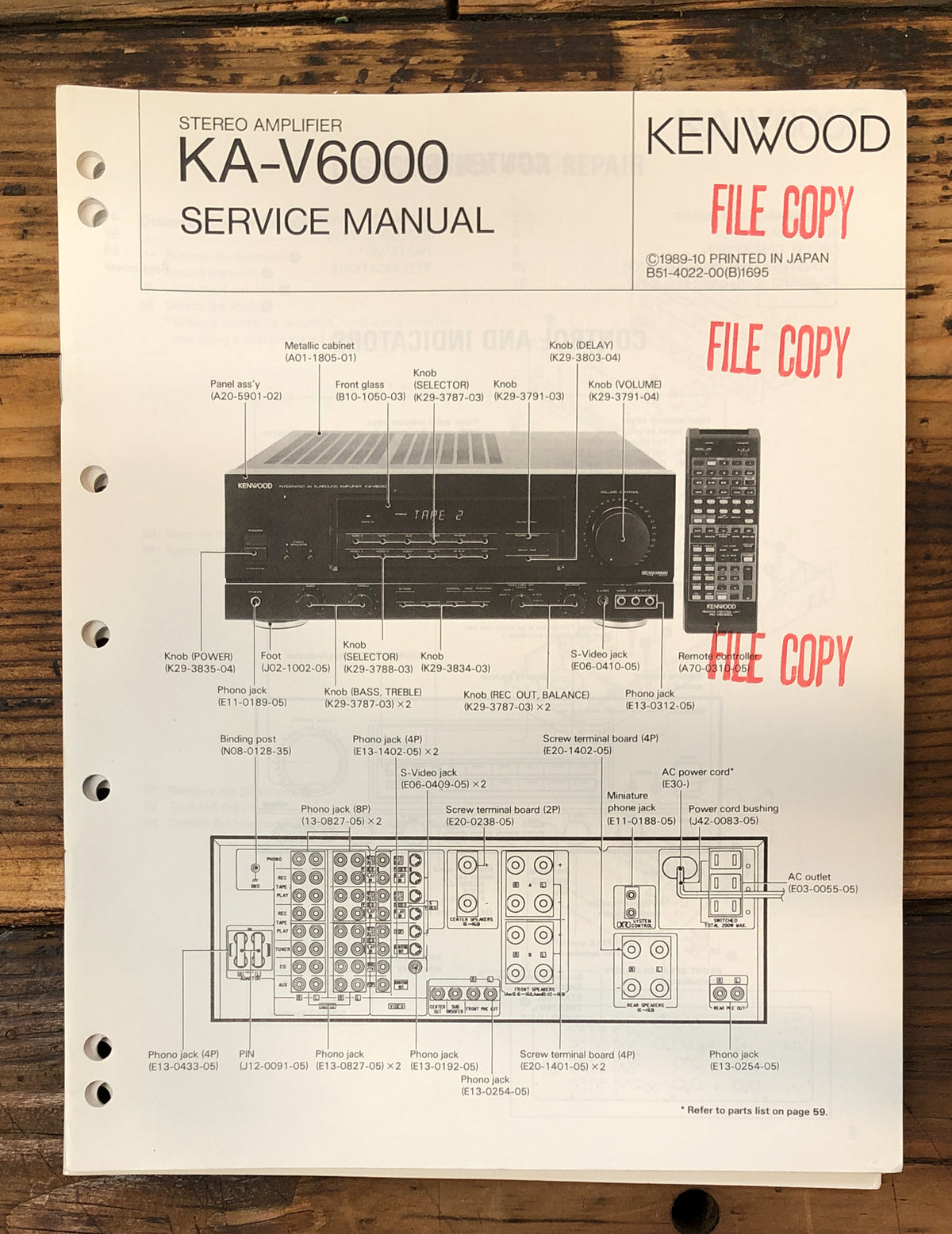 Kenwood KA-V6000 Amplifier  Service Manual *Original*