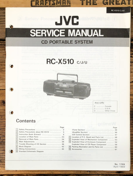 JVC RC-X510 Portable Radio  Service Manual *Original*