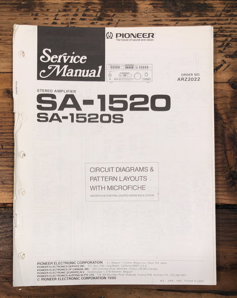 Pioneer SA-1520 SA-1520S Amplifier  Service Manual *Original*