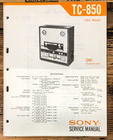 Sony TC-850 Reel to Reel  Service Manual *Original*