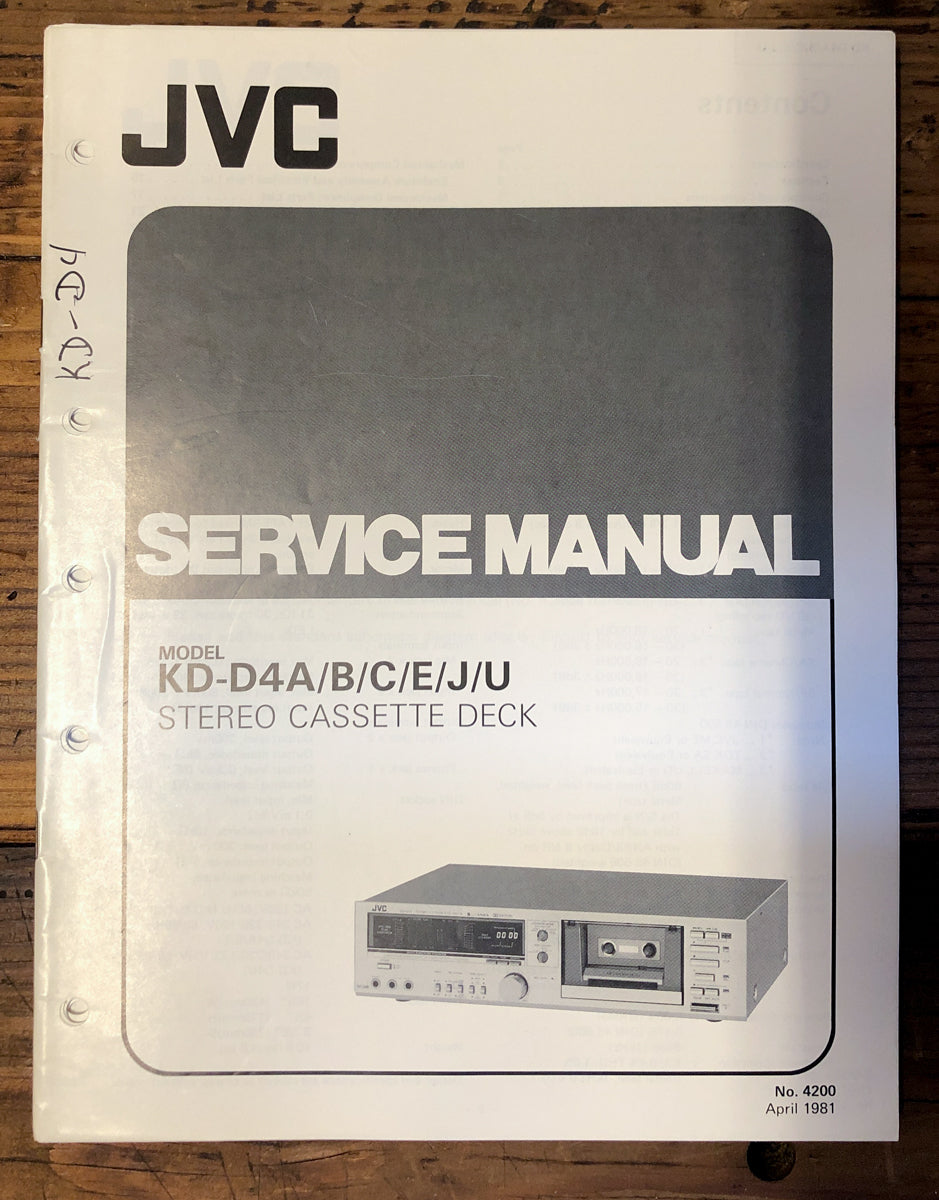 JVC KD-D4A Cassette  Service Manual *Original*