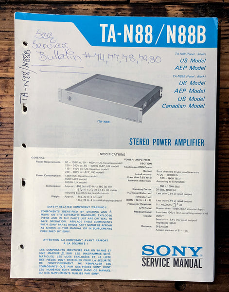 Sony TA-N88 TA-N88B Amplifier  Service Manual *Original*