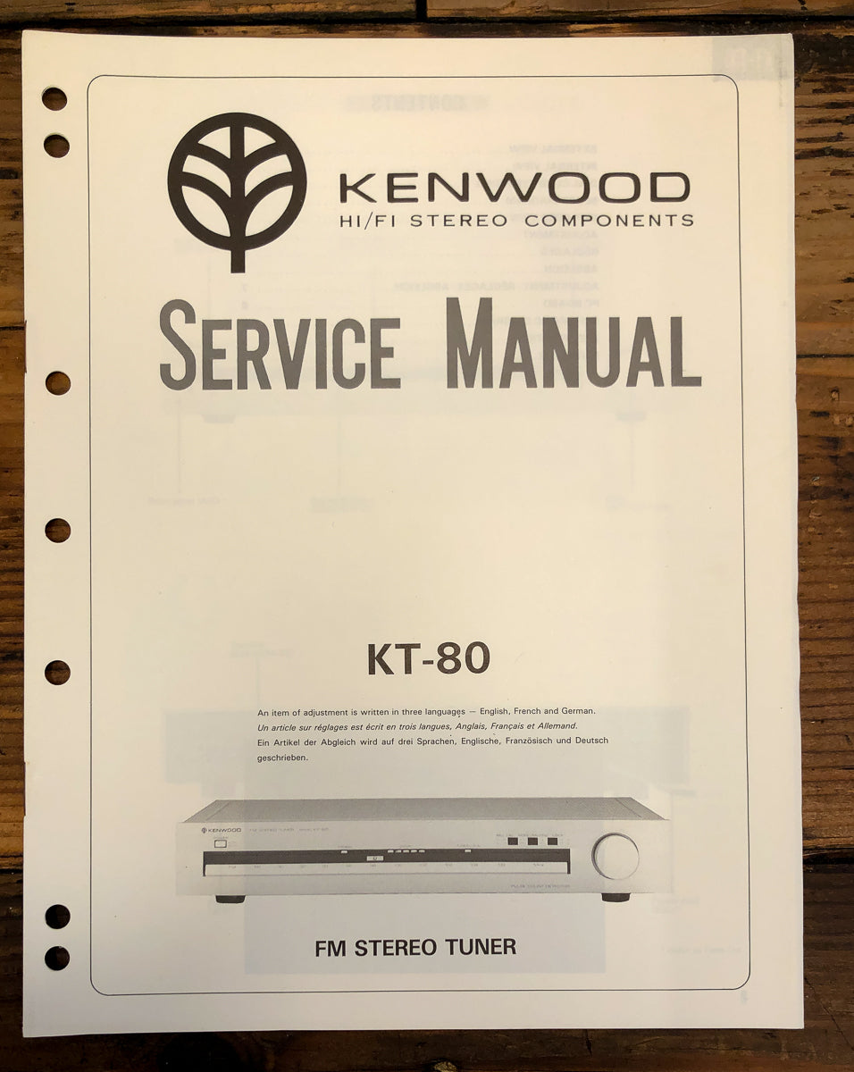 Kenwood KT-80 Tuner Service Manual *Original*