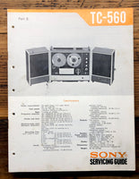 Sony TC-560 Reel to Reel Part 2 Service Manual *Original*