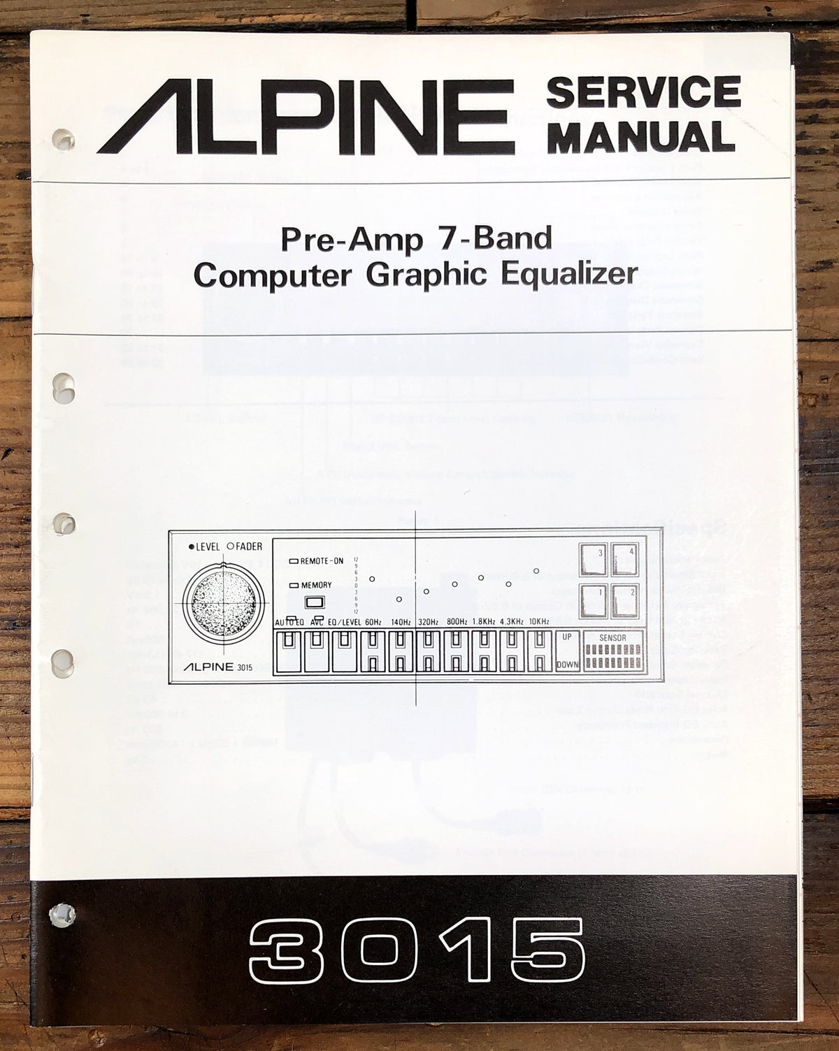 Alpine 3015 Pre-Amp 7-Band Computer Graphic Equalizer Service Manual *Original*