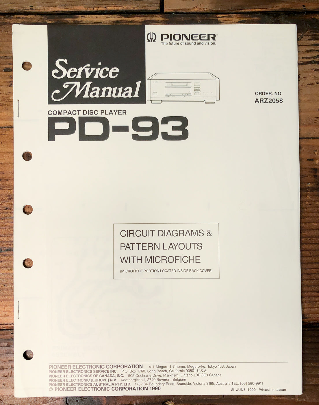 Pioneer PD-93 CD Player Service Manual #2 *Original*