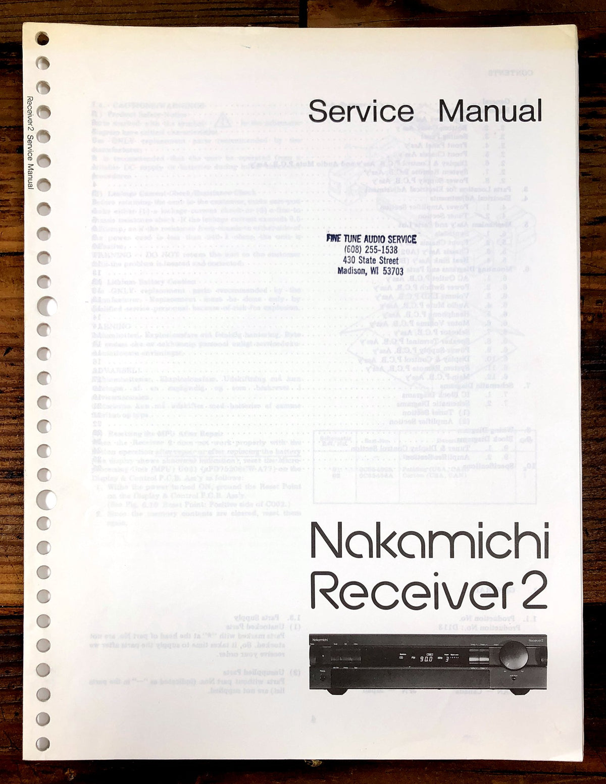 Nakamichi Receiver 2 Receiver Service Manual *Original*