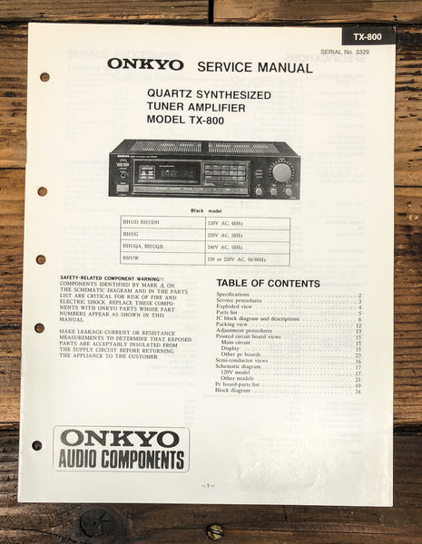 Onkyo TX-800 Receiver Service Manual *Original*
