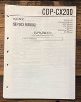 Sony CDP-CX200 CD Player Supp. 1  Service Manual *Original*