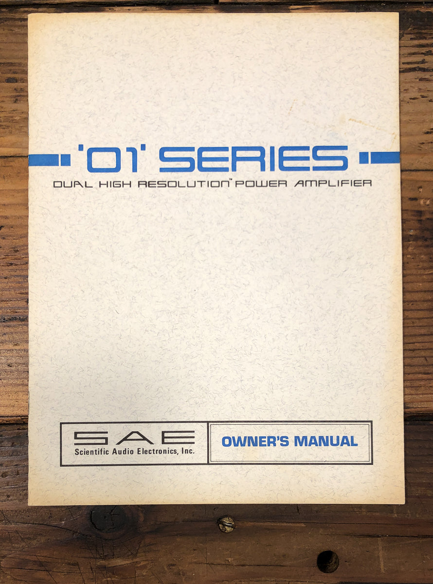 SAE Model 2201 2301 2401  Amplifier Owners / User Manual *Original*