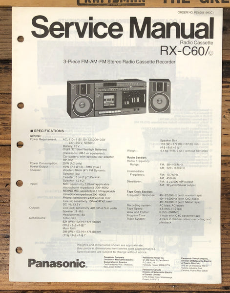Technics RX-C60 Portable Stereo Service Manual *Original*