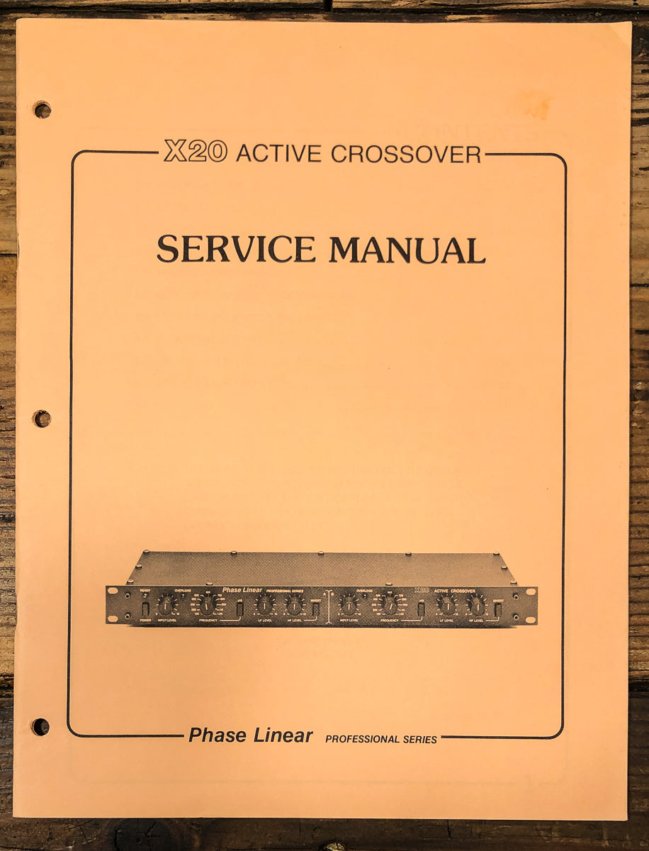 Phase Linear X 20 X-20 Active Crossover Service Manual *Original*
