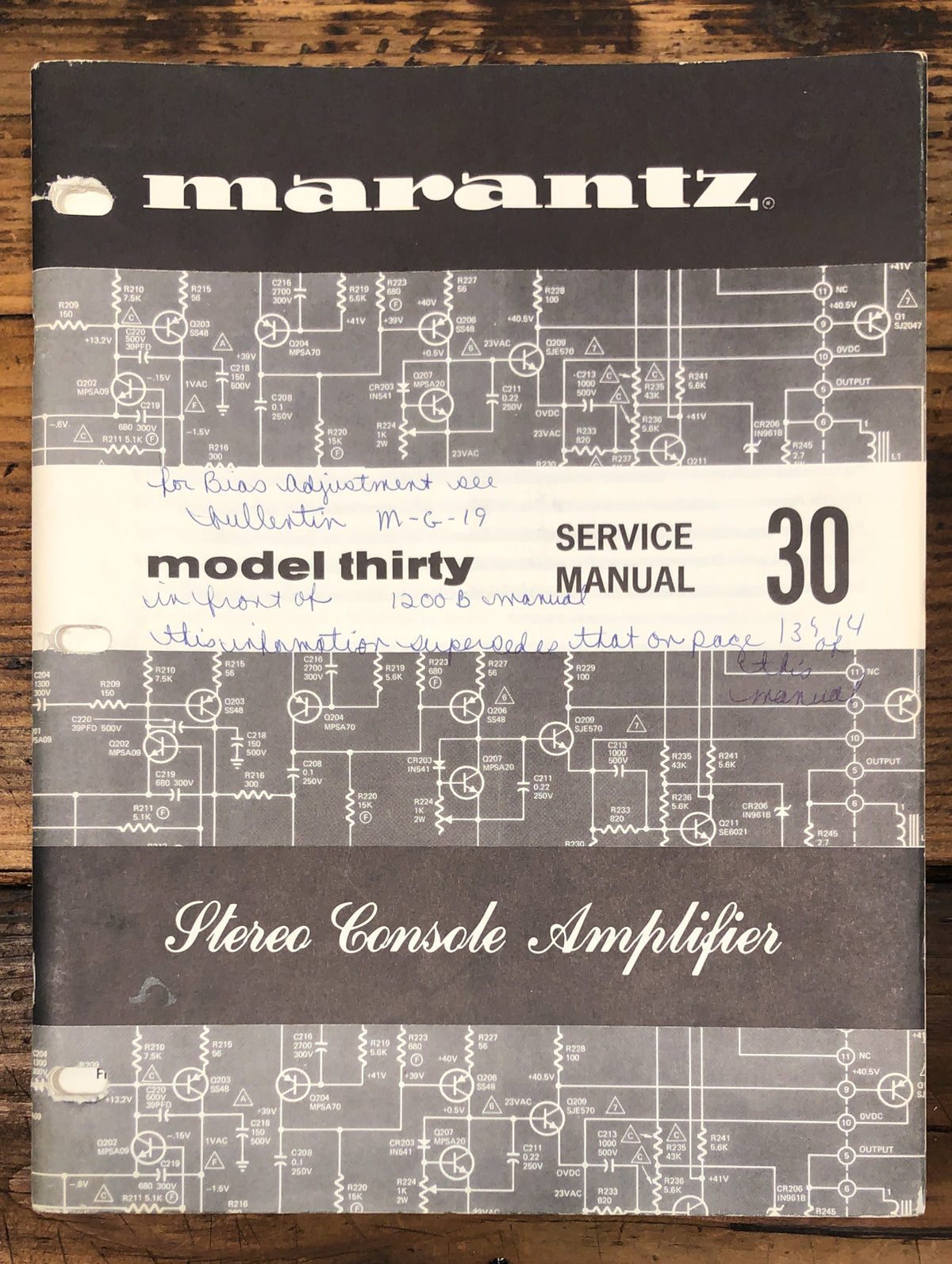 Marantz Model 30 Preamp / Preamplifier  Service Manual *Original*