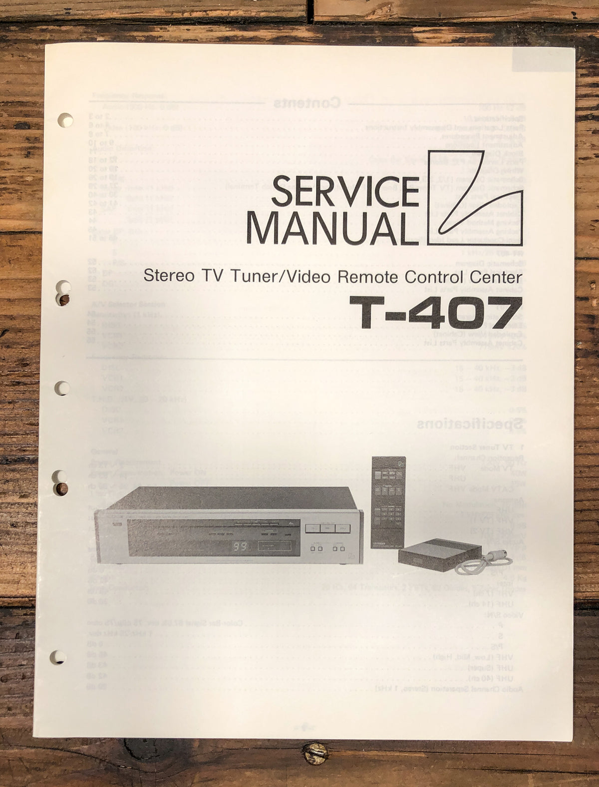 Luxman T-407 Tuner Service Manual *Original*