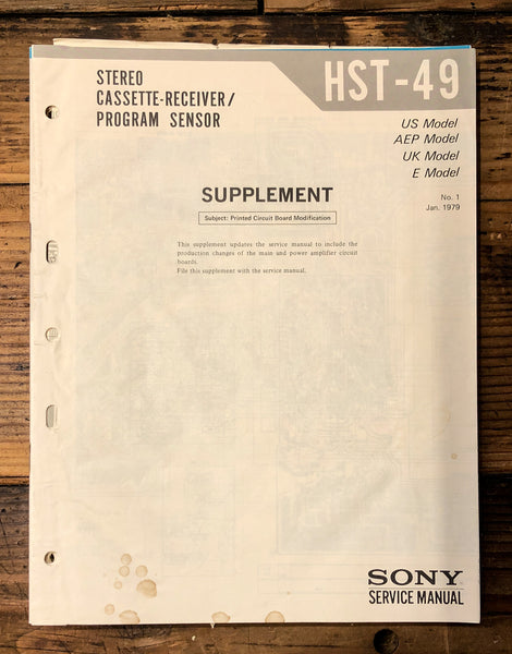 Sony HST-49 Stereo Supp. Service Manual *Original*