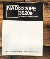 NAD Model 3020e 3220PE Amplifier Service Manual *Original*