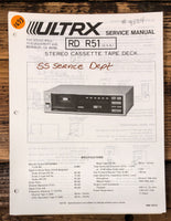 Sanyo / ULTRX RD R51 Cassette  Service Manual *Original*