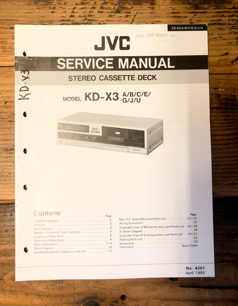 JVC KD-X3 Cassette  Service Manual *Original*