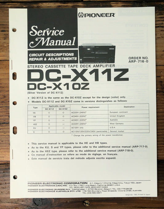 Pioneer DC-X11Z DC-X10Z Cassette Deck Amplifier Service Manual *Original*