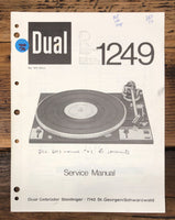 Dual Model 1249 Record Player / Turntable  Service Manual *Original*