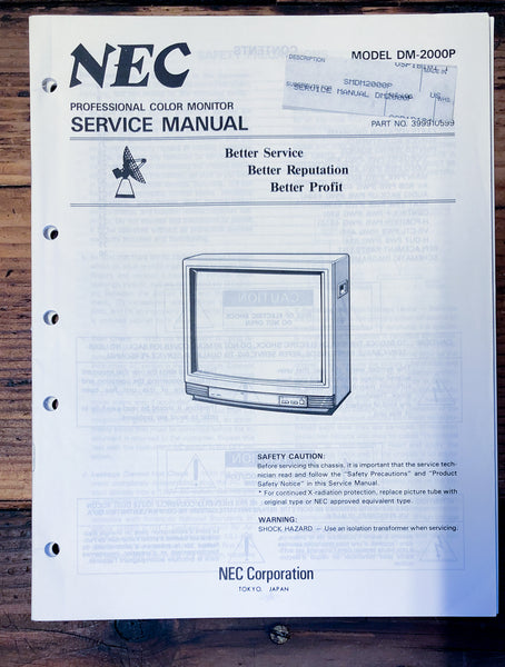 NEC DM-2000P TV  Service Manual *Original*
