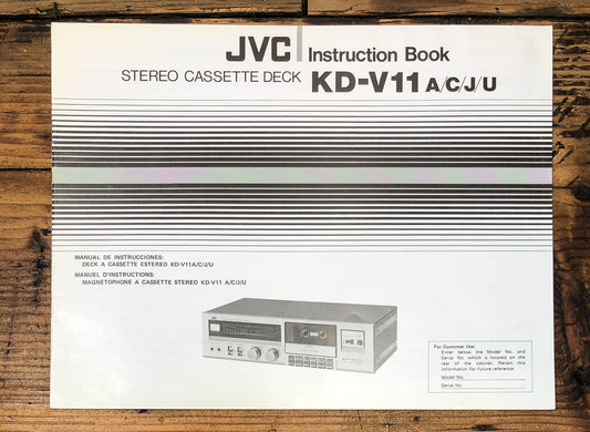 JVC KD-V11 Cassette Owners / User Manual *Original*