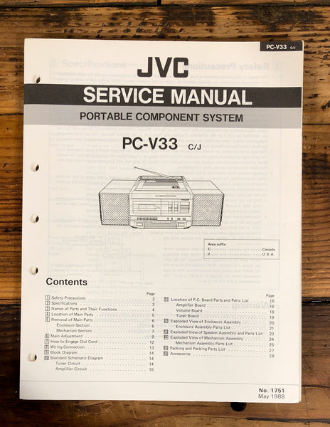 JVC PC-V33 Stereo / Boombox  Service Manual *Original*