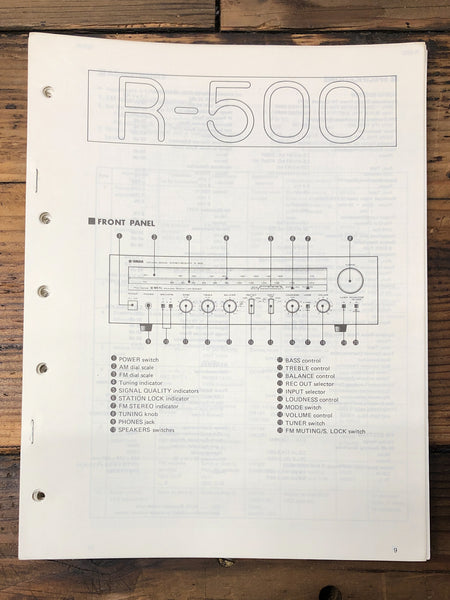 Yamaha R-500 Receiver  Service Manual *Original*