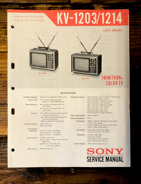 Sony KV-1203 KV-1214 TV  Service Manual *Original*