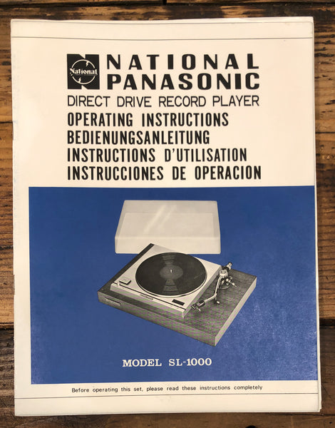 National Panasonic SL-1000 Record Player / Turntable  Service Manual *Original*
