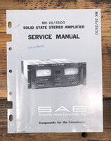 SAE MK 25 MK 2500 Amplifier  Service Manual *Original*