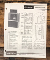 Altec Model A7X Speaker Owners / User Manual *Original*