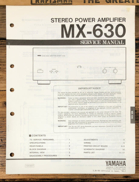Yamaha MX-630 Amplifier  Service Manual *Original*