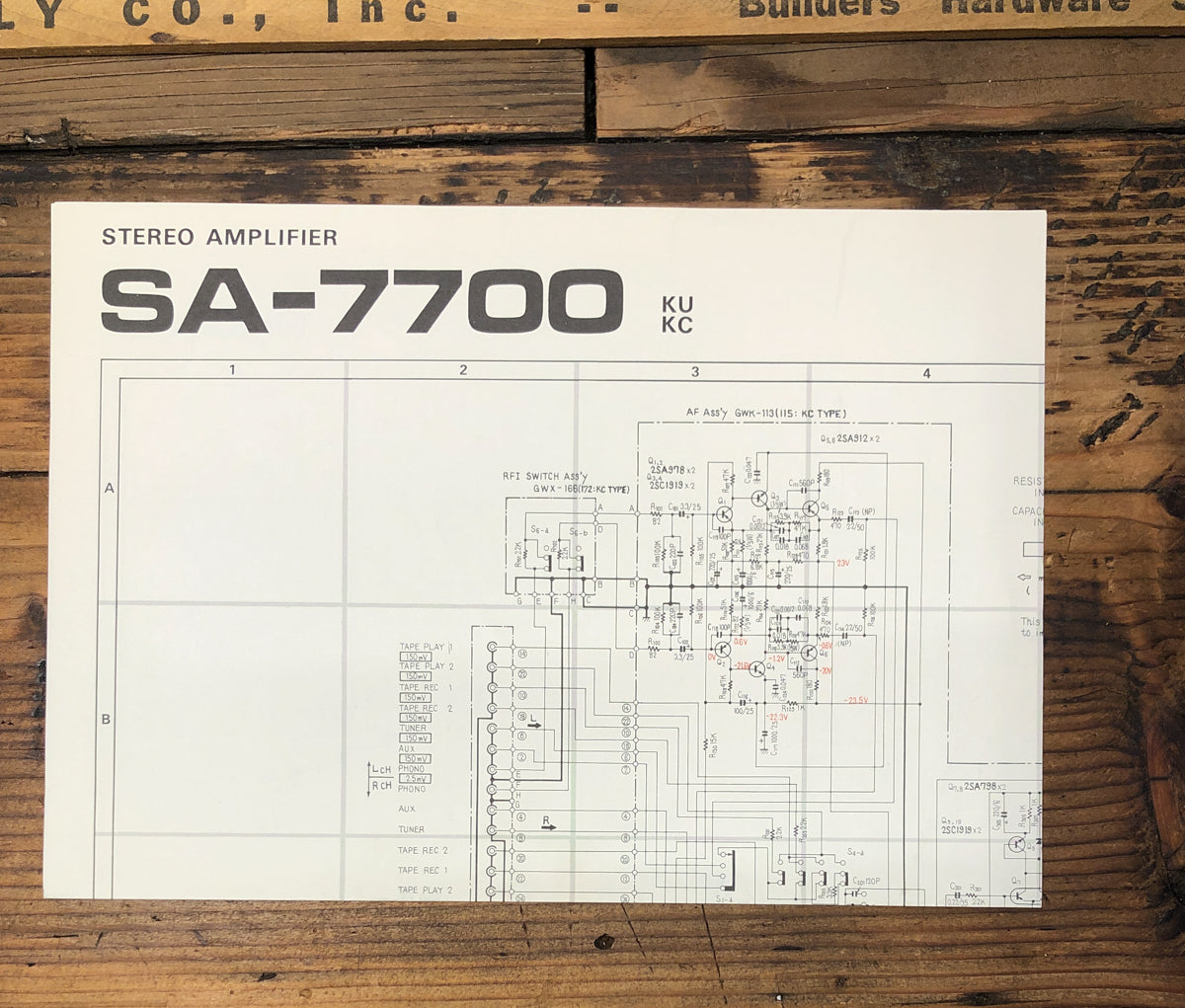Pioneer SA-7700 Amplifier  Fold Out Schematic *Original*