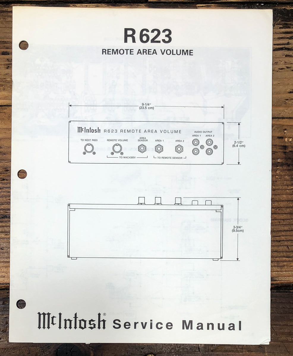 McIntosh R-623 R623 Remote Volume Service Manual *Original*