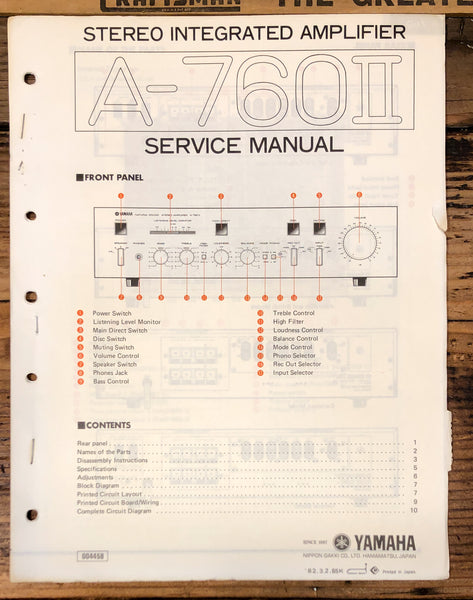 Yamaha A-760 II / 2 Amplifier  Service Manual *Original*