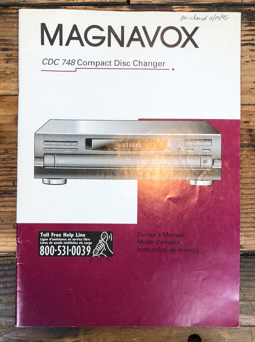 Magnavox CDC 748 CDC-748 CD Player Owners / User Manual *Original*
