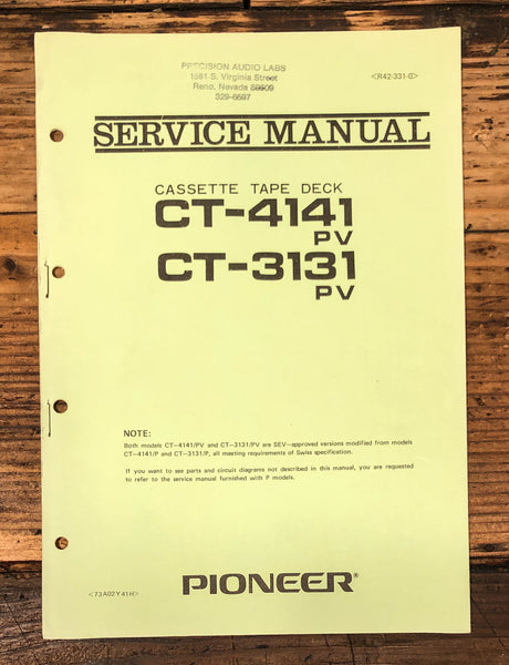 Pioneer CT-3131 CT-4141 Cassette Service Manual *Original*