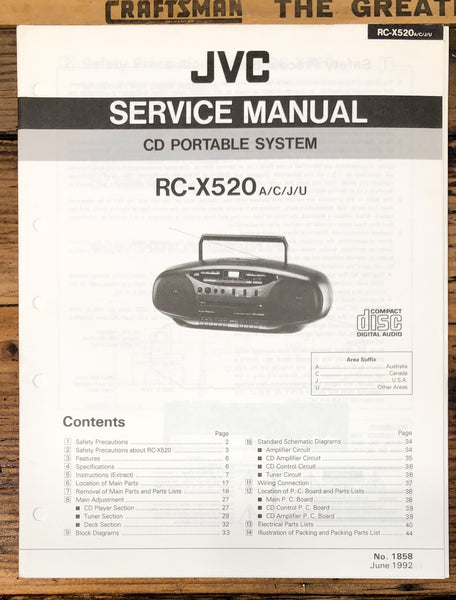 JVC RC-X520 Portable Radio  Service Manual *Original*