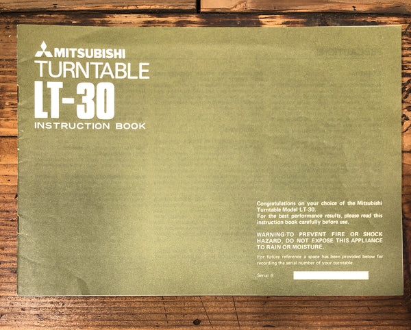 Mitsubishi LT-30 Record Player / Turntable Owners / User Manual *Original*