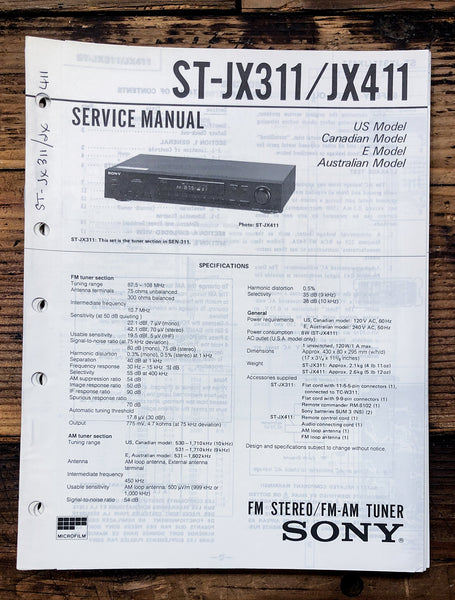 Sony ST-JX311 ST-JX411 Tuner  Service Manual *Original*