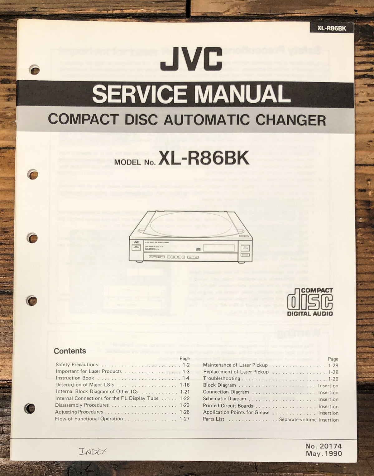 JVC XL-R86 BK CD Changer Service Manual *Original*